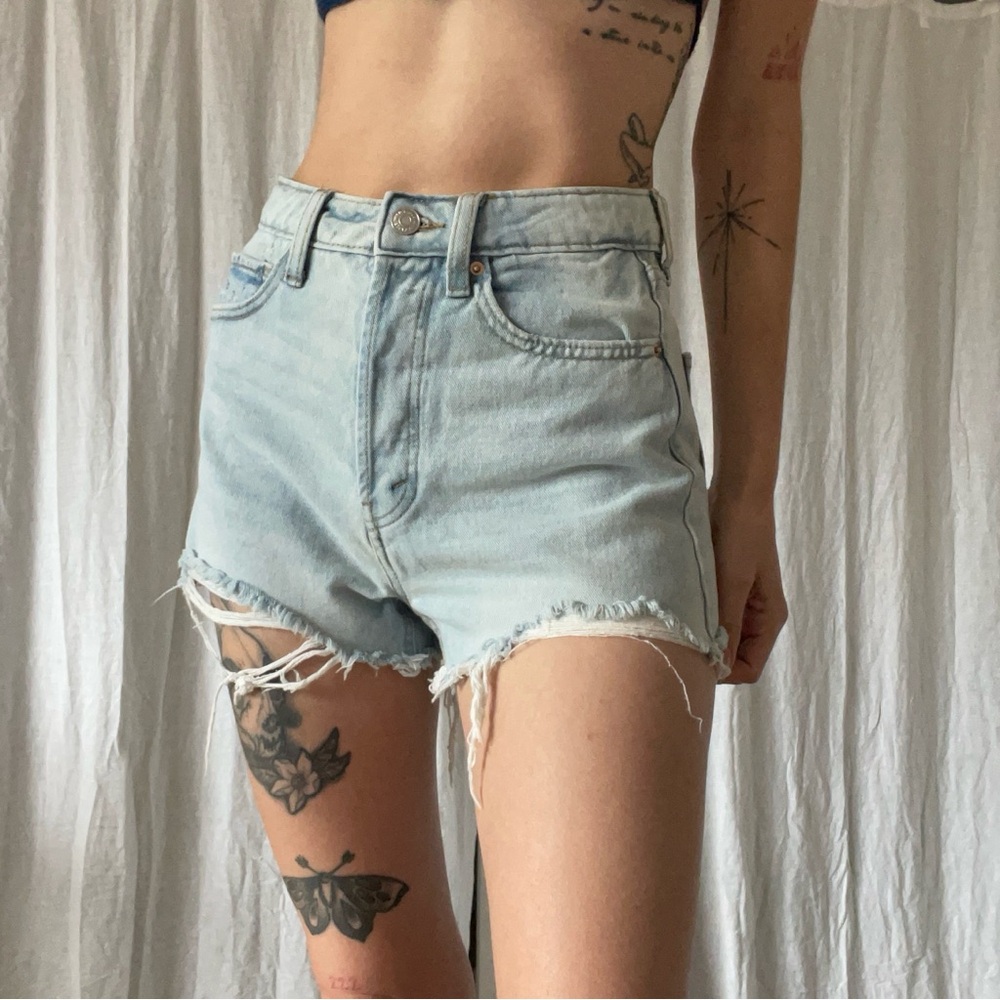Wild Fable Blue Jean Shorts High-Waisted Distressed